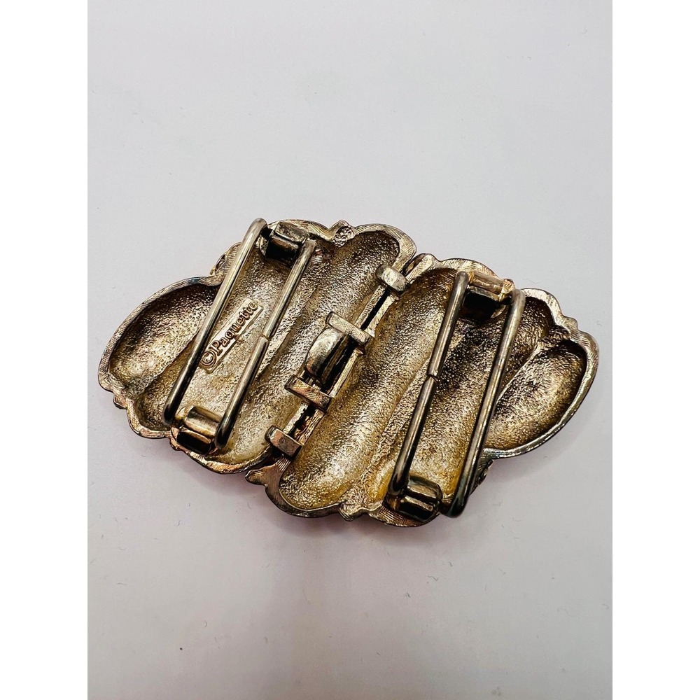 Vintage 1980s Paquette Gold Silver Tone Belt Buckle - Picture 4 of 6